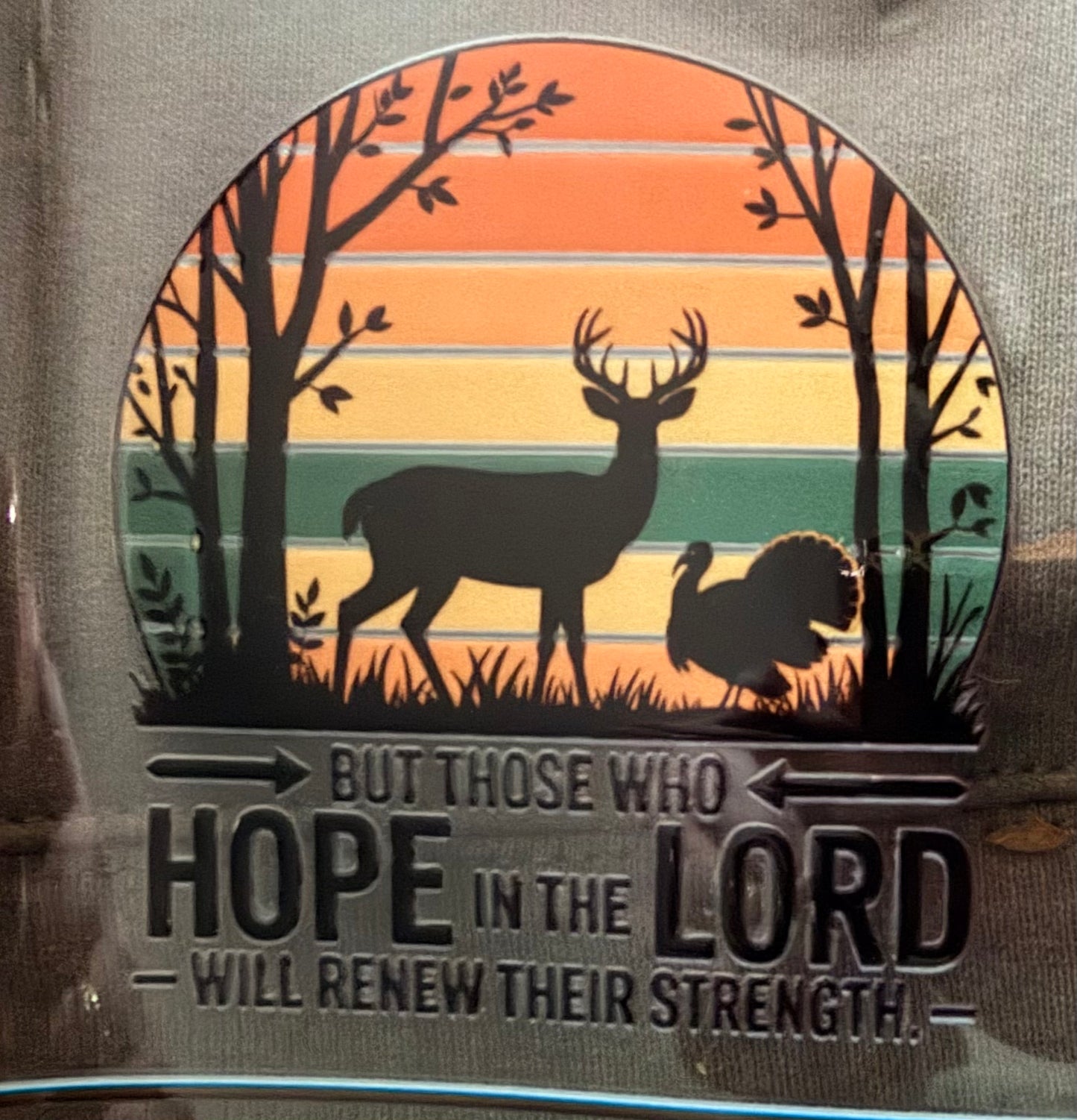 Isaiah 40:31 - Deer and Turkey - Premium UV DTF Sticker - Waterproof and Durable
