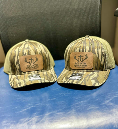 Fourth Quarter Outdoors Leather Patch Hat - Bottomland Camo