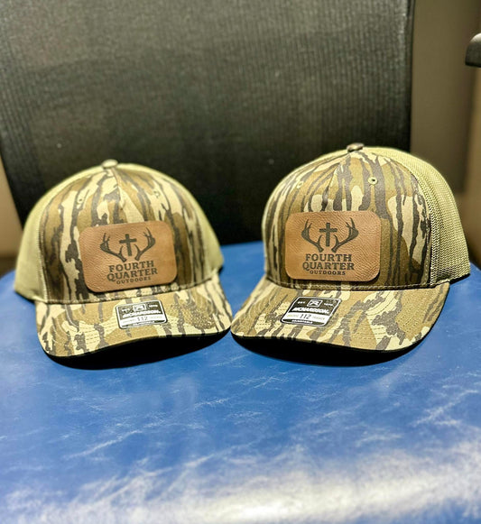 Fourth Quarter Outdoors Leather Patch Hat - Bottomland Camo