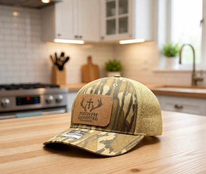 Fourth Quarter Outdoors Leather Patch Hat - Bottomland Camo