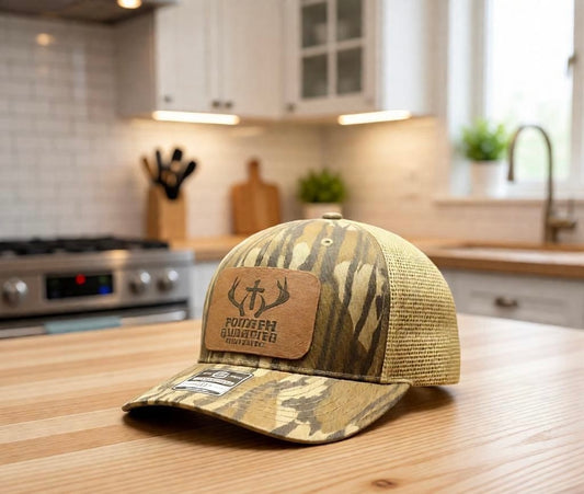 Fourth Quarter Outdoors Leather Patch Hat - Bottomland Camo