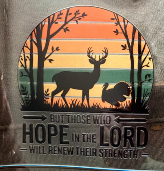 Isaiah 40:31 - Deer and Turkey -  Premium UV DTF Sticker - Waterproof and Durable