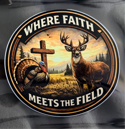Where Faith Meets the Field - Premium UV DTF Sticker - Waterproof and Durable